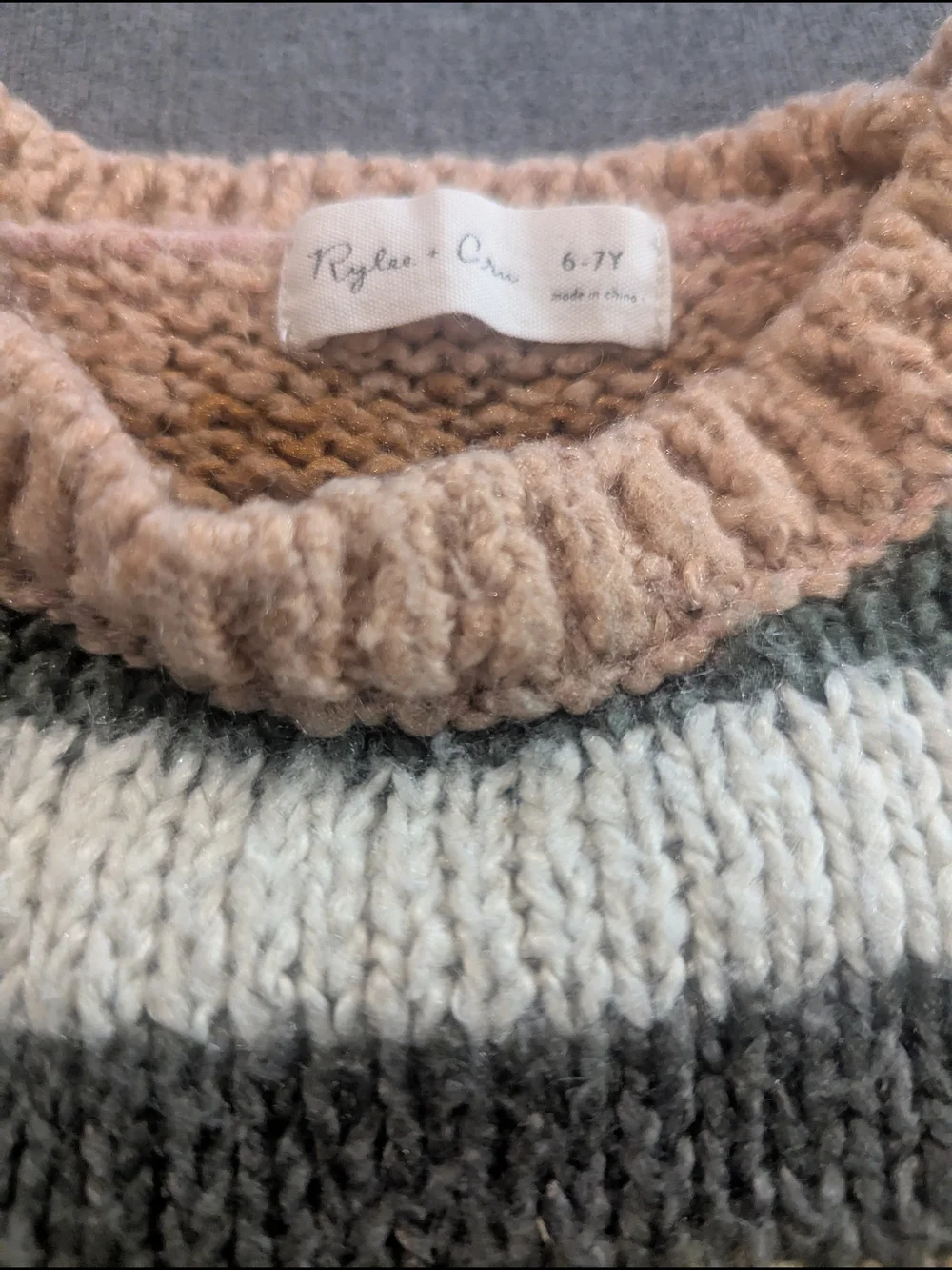 Rylee + Cru Striped Crewneck Sweater in Rust, Olive & Cream